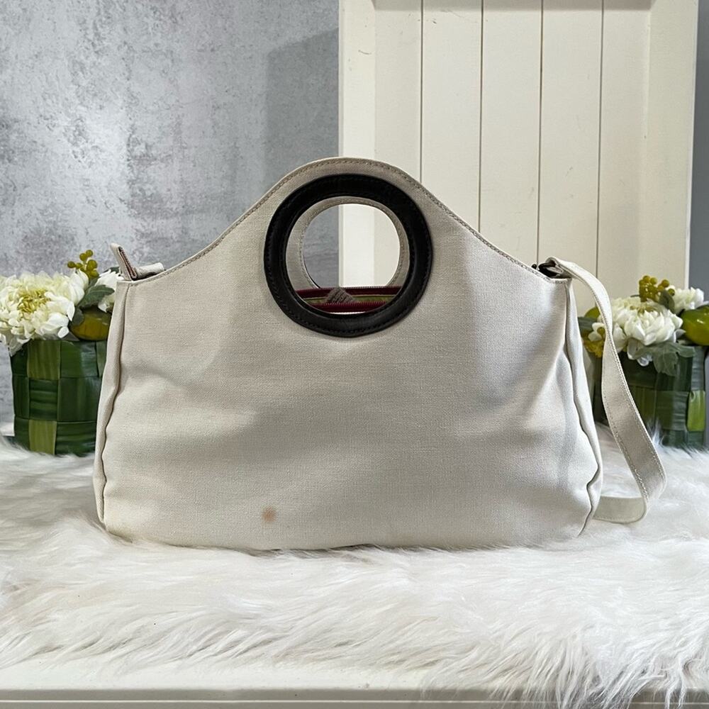 NEW Benetton Classic City Traveler Flower Crossbody Handbag Cotton Suede Leather - Picture 6 of 16